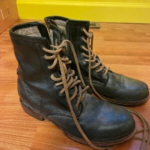 Free People Dark Leather Combat Boots